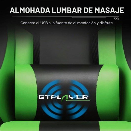 Gaming Stuhl GTPLAYER Reposett Massagen Lendenbereich Kunstleder Gruen