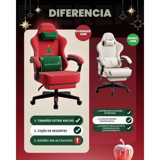 Silla Gaming GTPLAYER con Reposapiés y Reposabrazos Sincronizados