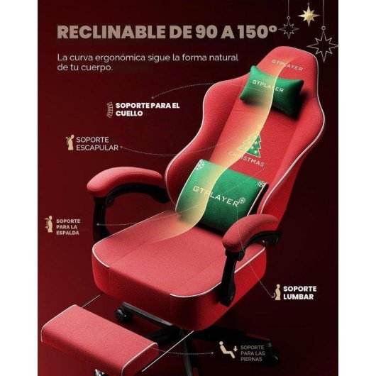Silla Gaming GTPLAYER con Reposapiés y Reposabrazos Sincronizados