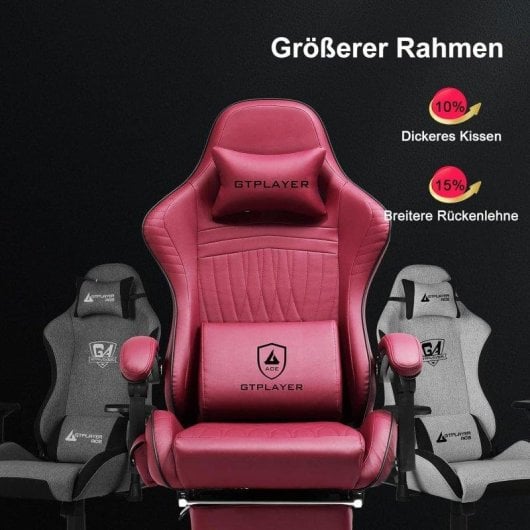 Silla Gaming GTPLAYER Ergonómica con Altavoces y Reposapiés Rojo Vino