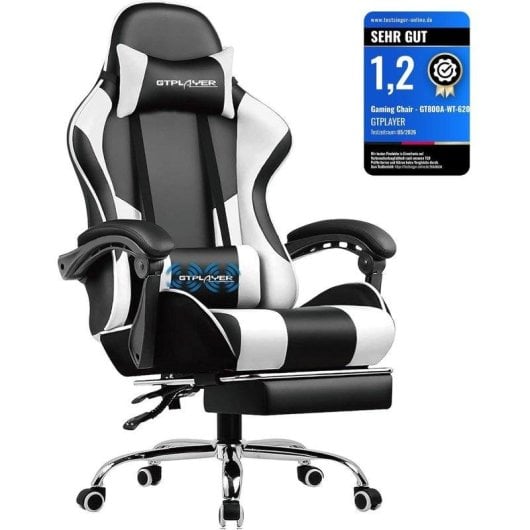 Cadeira Gaming GTPLAYER Ergonómica com Massagem Lombar e Apoio para Pés