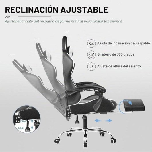 Cadeira Gaming GTPLAYER Ergonómica com Massagem Lombar e Apoio para Pés