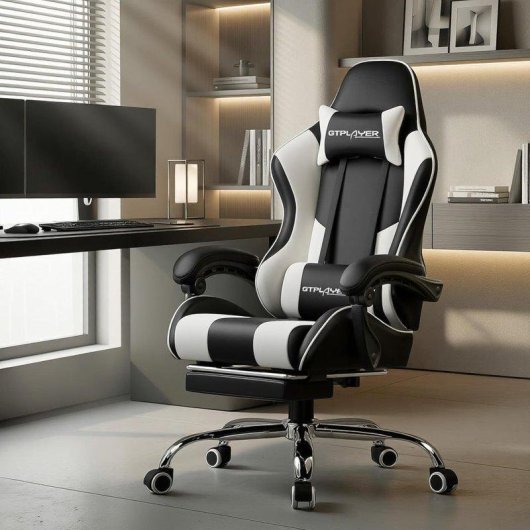 Cadeira Gaming GTPLAYER Ergonómica com Massagem Lombar e Apoio para Pés