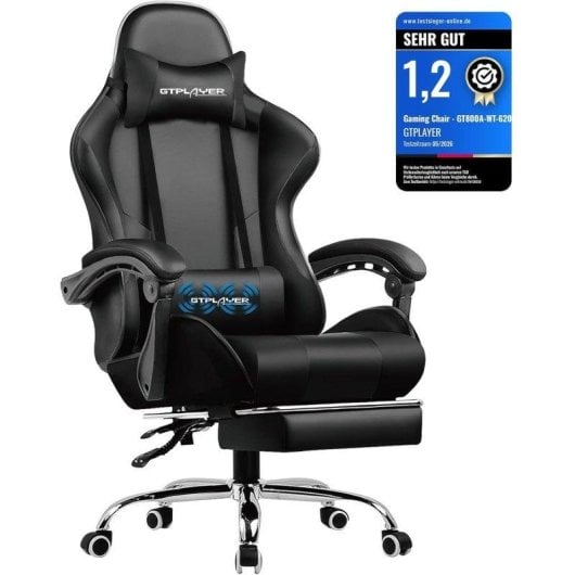 Sedia Gaming GTPLAYER Ergonomica con Poggiapiedi e Massaggio USB