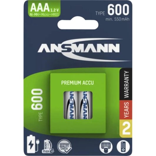 Pack de pilas AAA Ansmann 1311-0022 Recargables NiMH 550 mAh 4 unidades