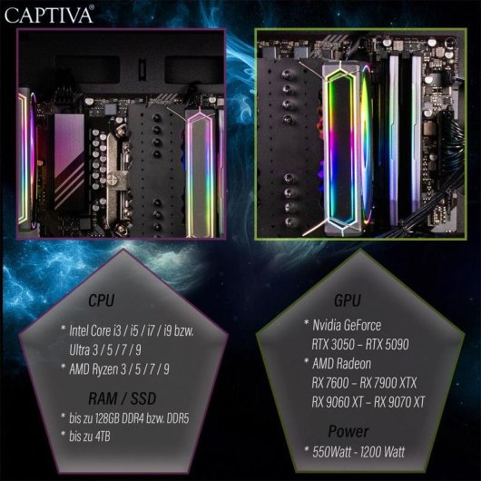 PC Sobremesa Captiva I88-927 Intel Core i9-13900KF 64GB 2TB SSD RTX 5080 Wi-Fi 6