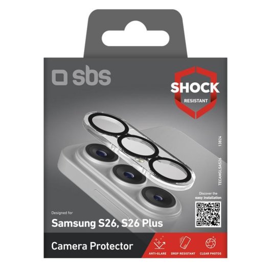 Protector de lente de cámara SBS Samsung S26 Vidrio templado resistente a rayones