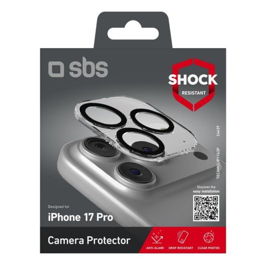 Protector de cámara SBS para iPhone 17 Pro/17 Pro Max resistente a golpes y rayones