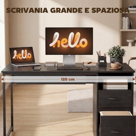 Scrivania Moderna Aosom con Cassetti Porta Tastiera
