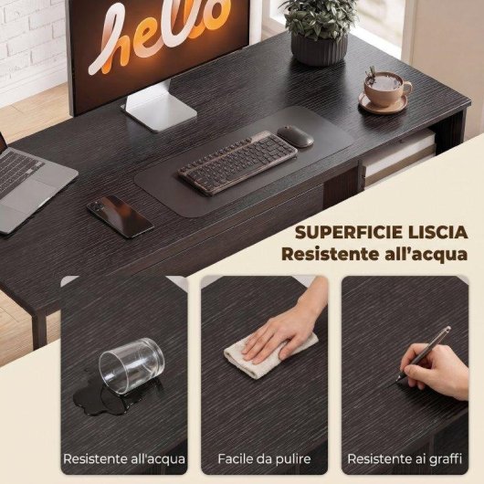 Scrivania Moderna Aosom con Cassetti Porta Tastiera