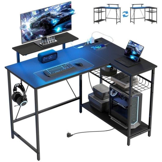 Scrivania Gaming Angolare Aosom LED