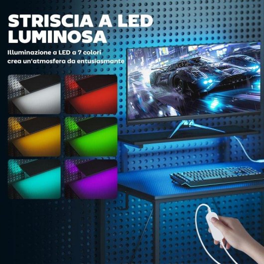 Scrivania Gaming Angolare Aosom LED