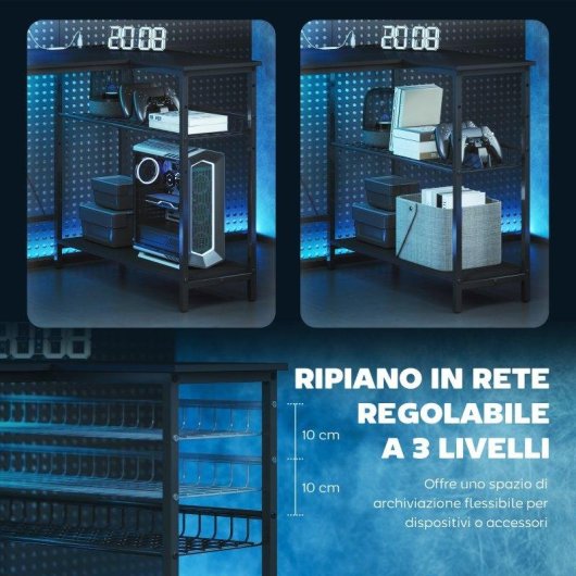 Scrivania Gaming Angolare Aosom LED