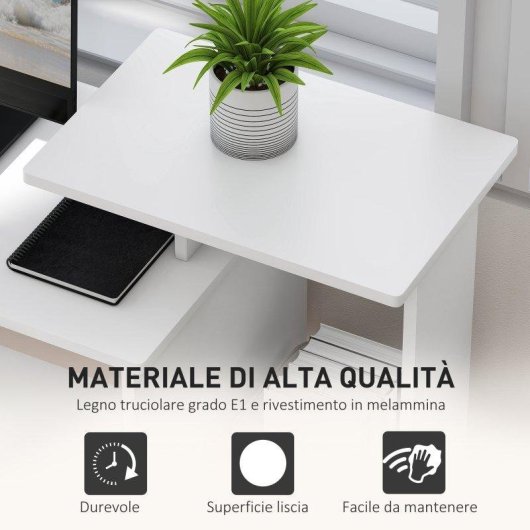 Scrivania Aosom Moderna Tastiera Mensola Cassetto Tessuto 100x40x86,6cm