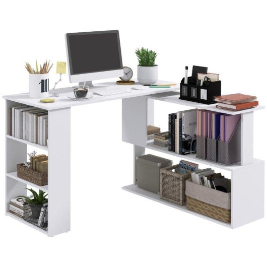 Scrivania ad Angolo Aosom 5 Ripiani 120 x 100 x 74,5 cm Bianco