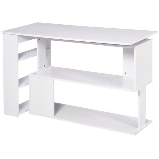 Scrivania ad Angolo Aosom 5 Ripiani 120 x 100 x 74,5 cm Bianco