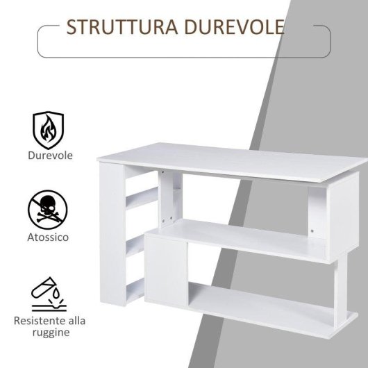 Scrivania ad Angolo Aosom 5 Ripiani 120 x 100 x 74,5 cm Bianco