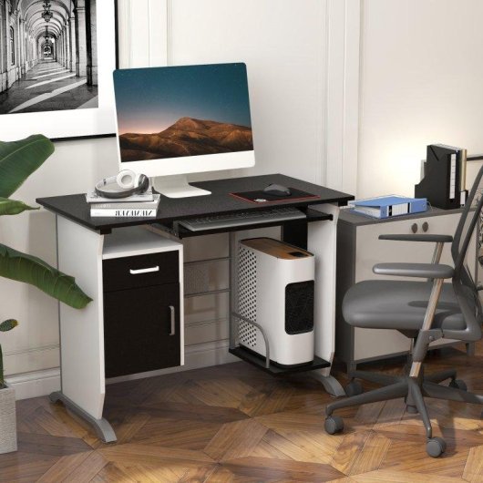 Scrivania Per Computer Aosom Con Ripiano E Armadietto