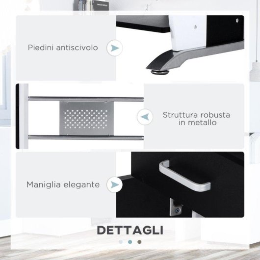 Scrivania Per Computer Aosom Con Ripiano E Armadietto