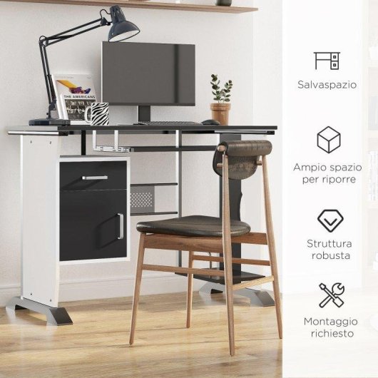 Scrivania Per Computer Aosom Con Ripiano E Armadietto