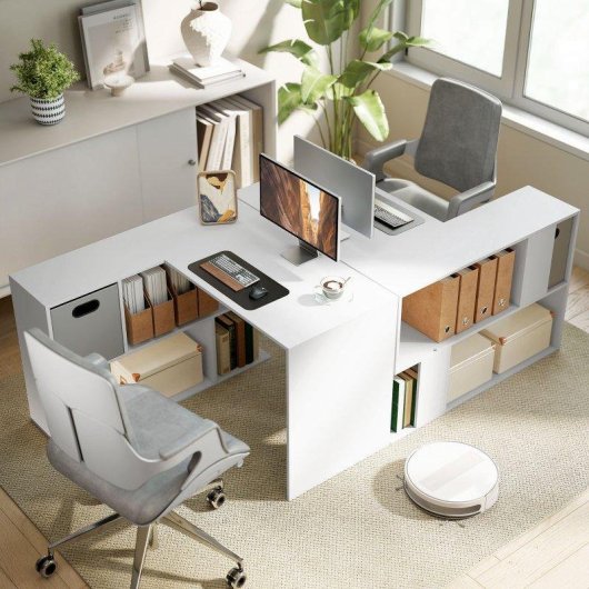 Scrivania Angolare Moderna Aosom 110x100x75 cm Bianco