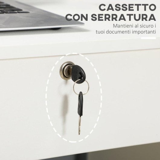 Scrivania Aosom 110x50x76cm Bianco con 2 cassetti