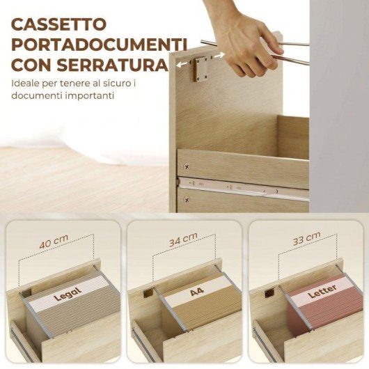 Scrivania Aosom con libreria e cassetto con serratura bianco 126x50x109 cm