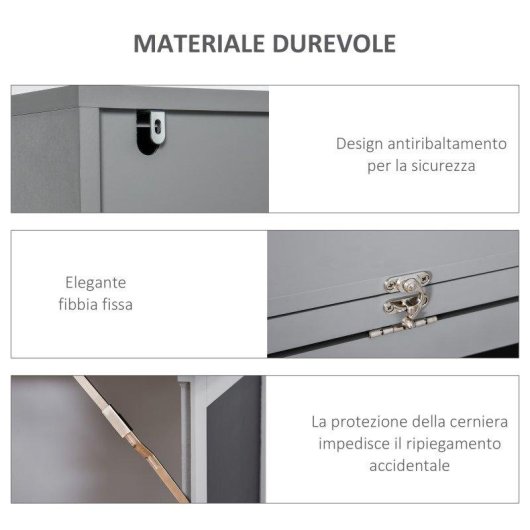 Scrivania PC Pieghvole Aosom con Libreria 9 Ripiani Grigio