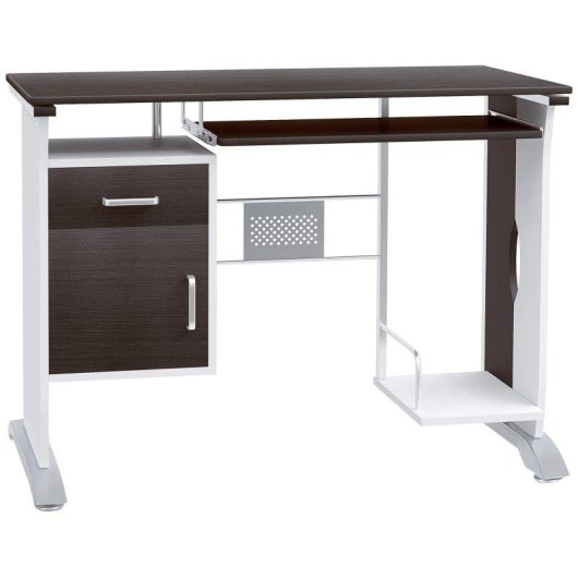 Scrivania per PC Aosom con cassetto e supporto CPU color Noce