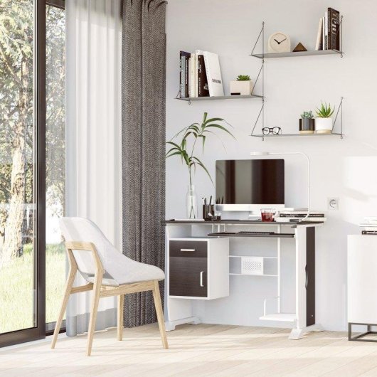Scrivania per PC Aosom con cassetto e supporto CPU color Noce