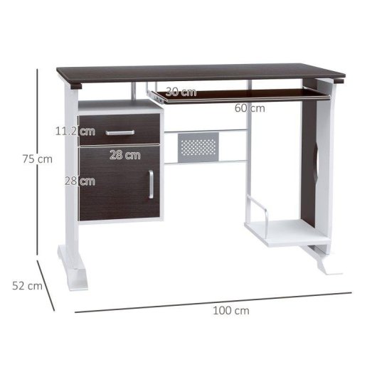 Scrivania per PC Aosom con cassetto e supporto CPU color Noce