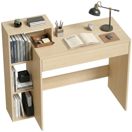 Scrivania PC Moderna Aosom 3 Ripiani Legno 100x40x90 cm