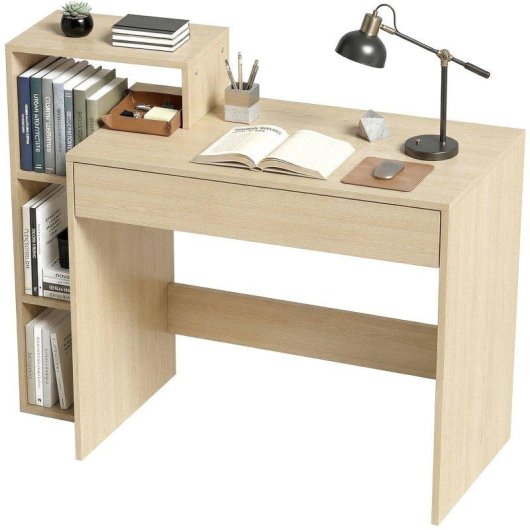 Scrivania PC Moderna Aosom 3 Ripiani Legno 100x40x90 cm