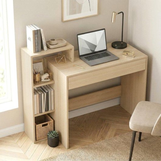 Scrivania PC Moderna Aosom 3 Ripiani Legno 100x40x90 cm