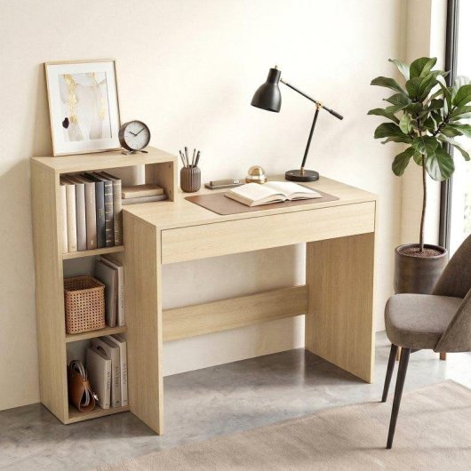 Scrivania PC Moderna Aosom 3 Ripiani Legno 100x40x90 cm