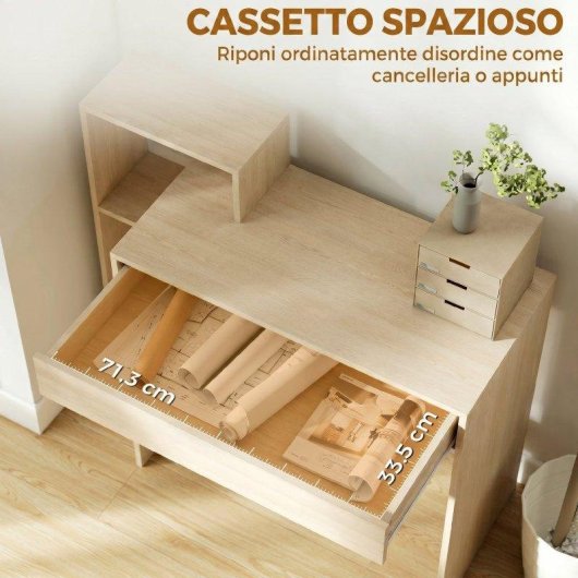 Scrivania PC Moderna Aosom 3 Ripiani Legno 100x40x90 cm