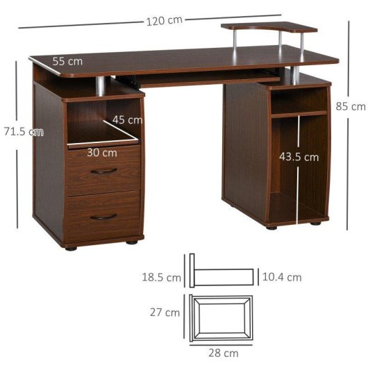 Scrivania per Computer Aosom 120x55x85 Marrone