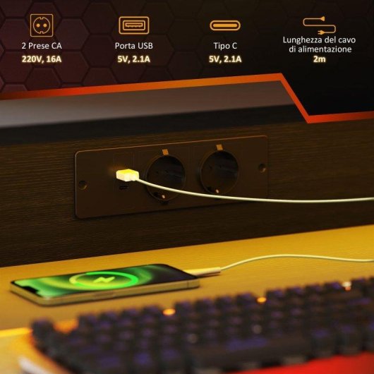 Scrivania Gaming Aosom con LED RGB e supporto monitor 100x60x88,5 cm
