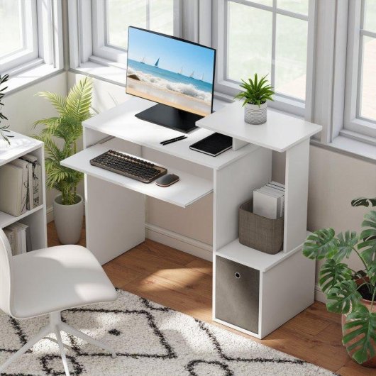 Scrivania PC Aosom moderna con mensola tastiera estraibile