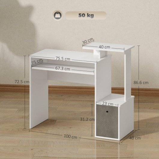 Scrivania PC Aosom moderna con mensola tastiera estraibile