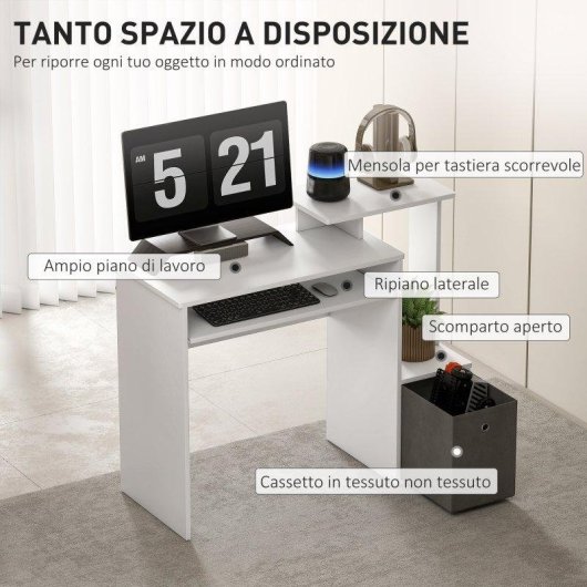 Scrivania PC Aosom moderna con mensola tastiera estraibile