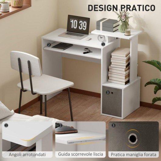 Scrivania PC Aosom moderna con mensola tastiera estraibile