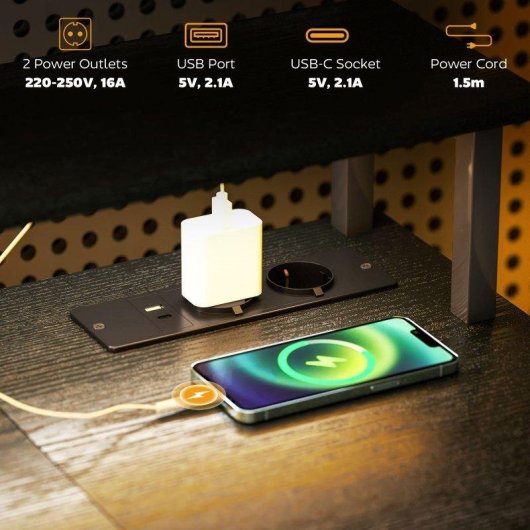 Scrivania Aosom reversibile con prese elettriche, luci LED RGB e supporto monitor