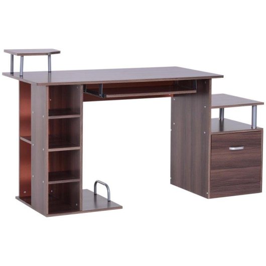 Scrivania Per PC Legno Moderna Aosom Con Cassetto E Ripiano