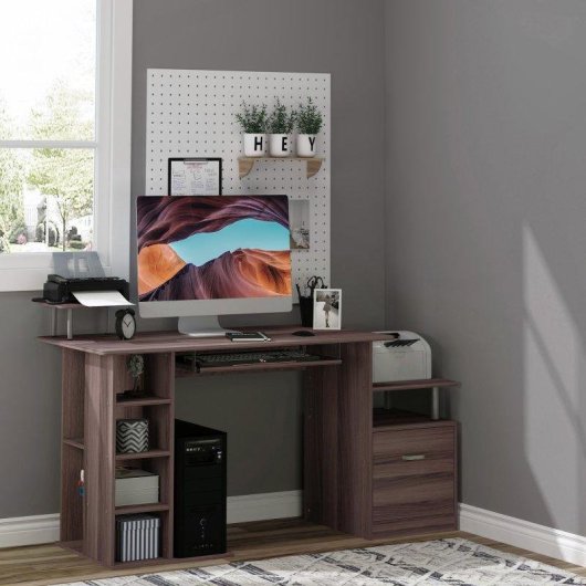 Scrivania Per PC Legno Moderna Aosom Con Cassetto E Ripiano