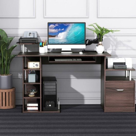 Scrivania Per PC Legno Moderna Aosom Con Cassetto E Ripiano