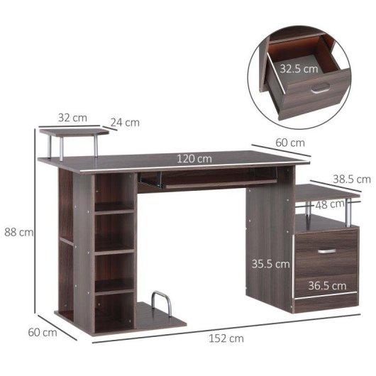 Scrivania Per PC Legno Moderna Aosom Con Cassetto E Ripiano