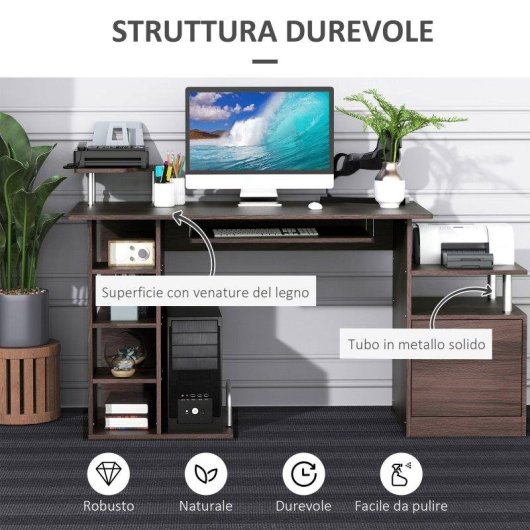 Scrivania Per PC Legno Moderna Aosom Con Cassetto E Ripiano