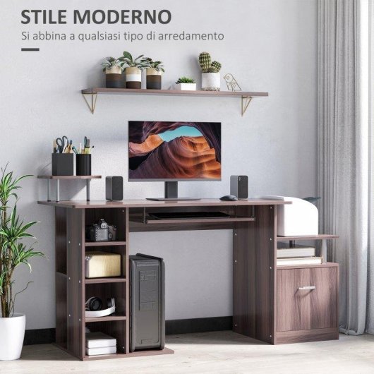 Scrivania Per PC Legno Moderna Aosom Con Cassetto E Ripiano