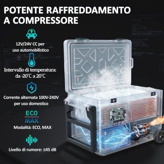Aosom Frigorifero Portatile 42.5L Compressore Inverter Bluetooth -20°C a 20°C